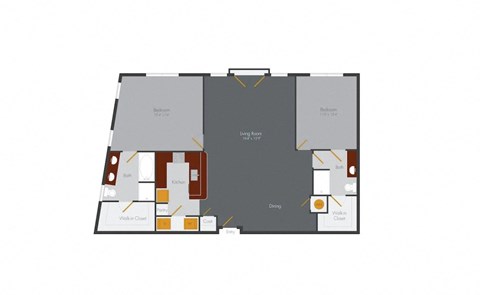 Floor plan for 2 beds, 2 baths, 1417 sqft
